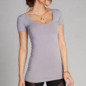 Bamboo Double Scoop Neck Cap Sleeve Top - CASHMERE ROSE